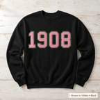Faux Chenille & Glitter Lettering Sweatshirt. Shown in: Gildan • Black.