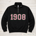 Faux Chenille & Glitter Lettering Quarter-Zip. Shown in: Independent • Black.