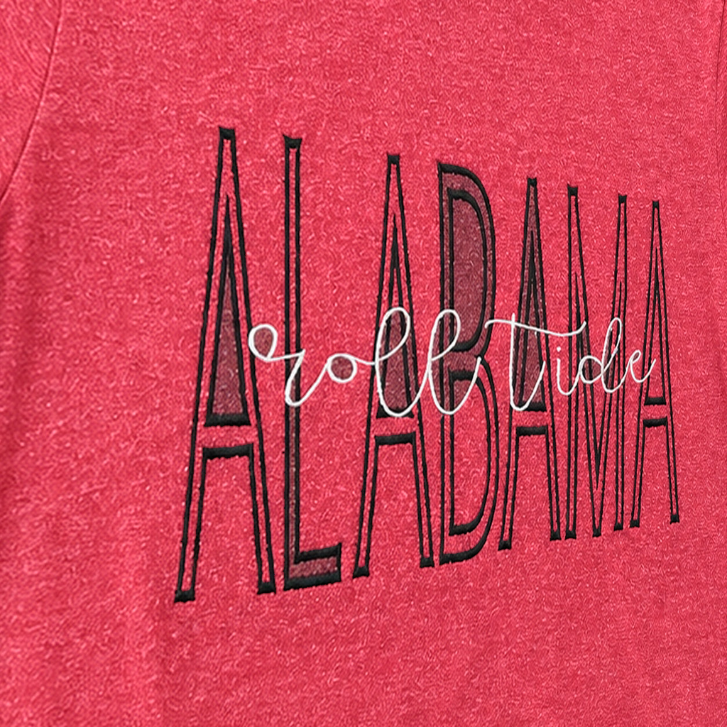 Tall Varsity Lettering & Script Tee. Shown in: Gildan • Heather Red.