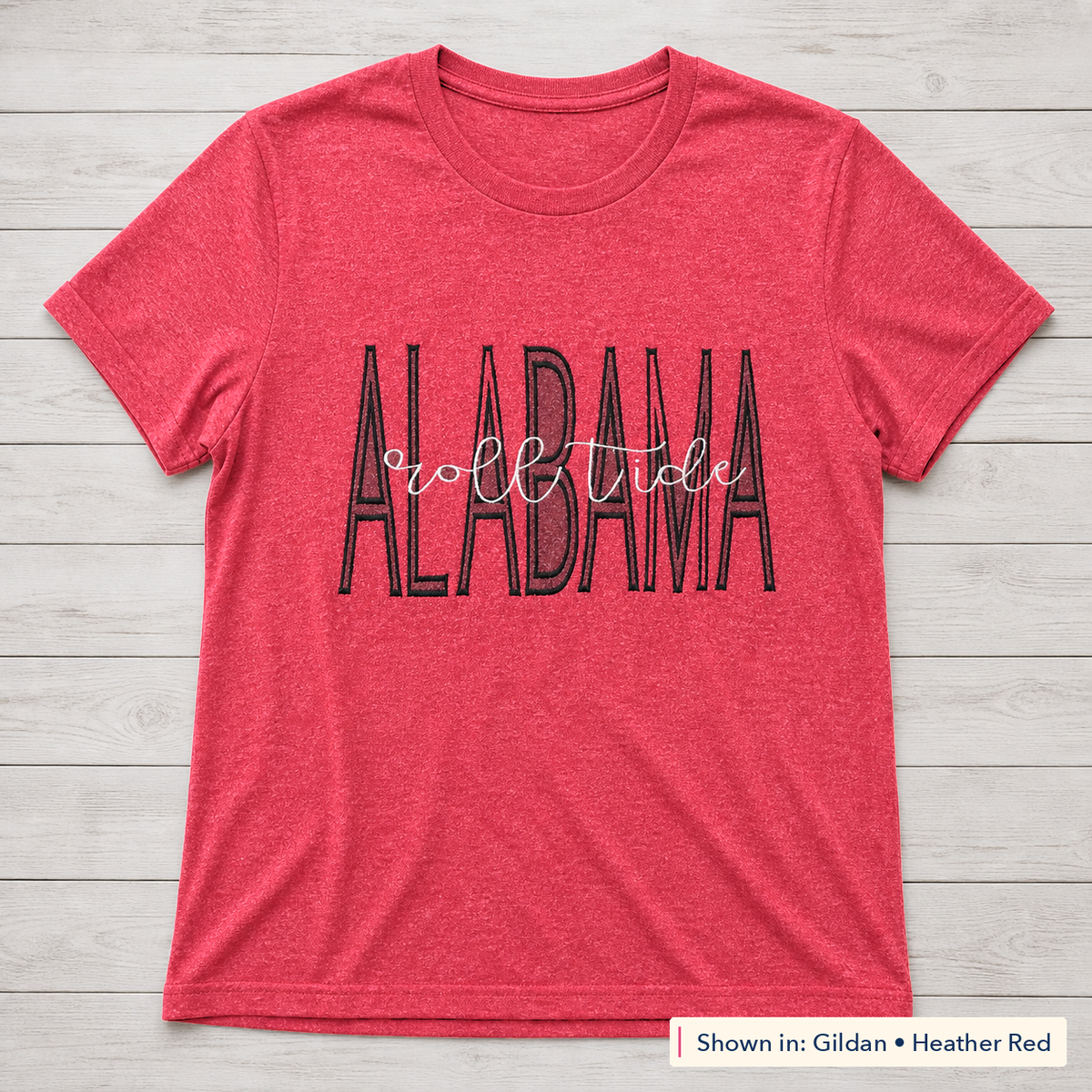 Tall Varsity Lettering & Script Tee. Shown in: Gildan • Heather Red.