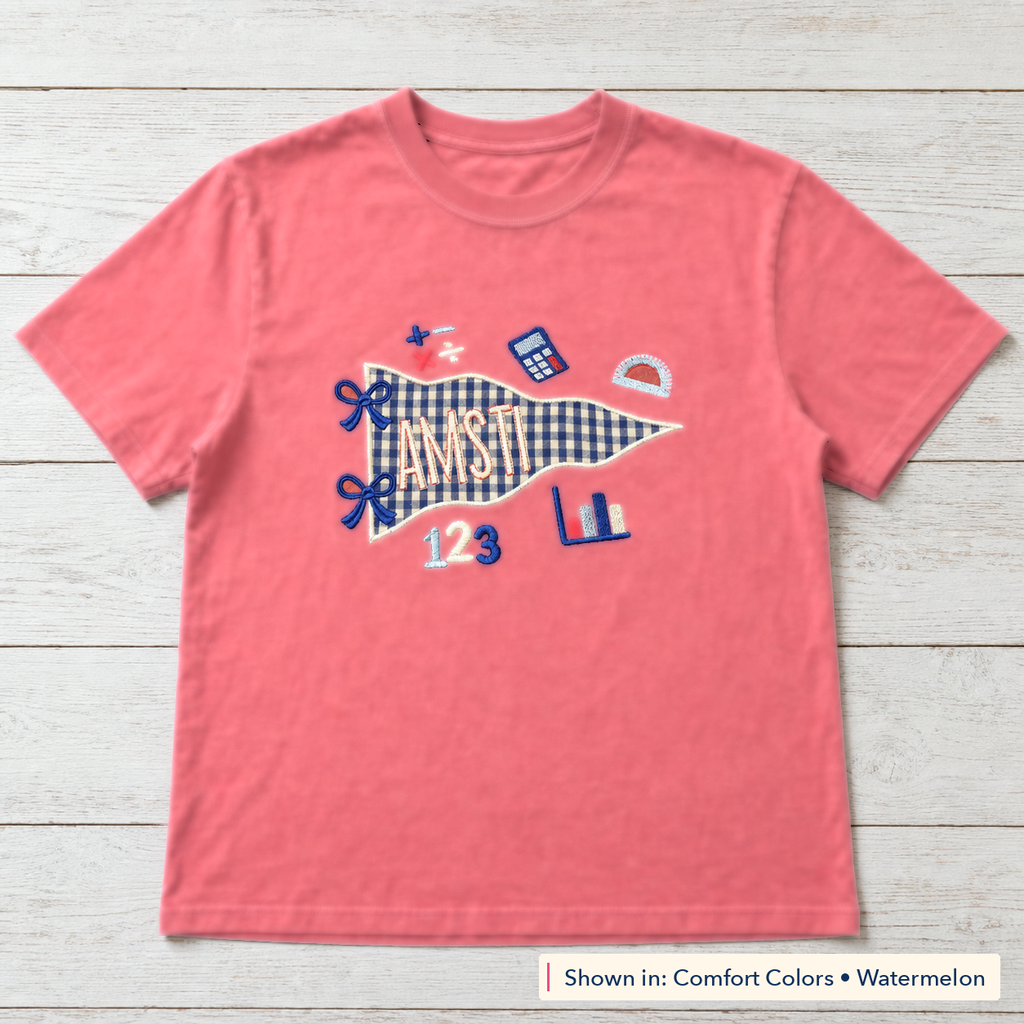 Gingham Math Pennant Tee. Shown in: Comfort Colors • Watermelon.