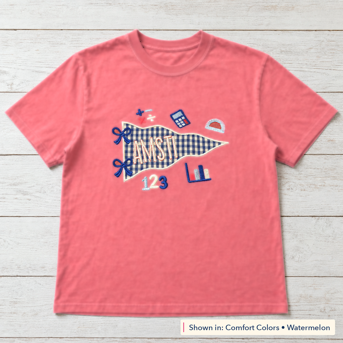 Gingham Math Pennant Tee. Shown in: Comfort Colors • Watermelon.