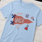Gingham Science Pennant Tee. Shown in: Gildan • Light Blue.