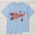 Gingham Science Pennant Tee. Shown in: Gildan • Light Blue.