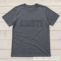 Tonal Outline Lettering Tee. Shown in: Gildan • Heather Dark Gray.