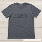 Tonal Outline Lettering Tee. Shown in: Gildan • Heather Dark Gray.