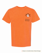 BOO Ghost Embroidered Comfort Colors Pocket Tee. Shown in: Comfort Colors • Burnt Orange.