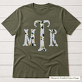 Botanical Floral Serif Monogram Tee. Shown in: Comfort Colors • Sage.
