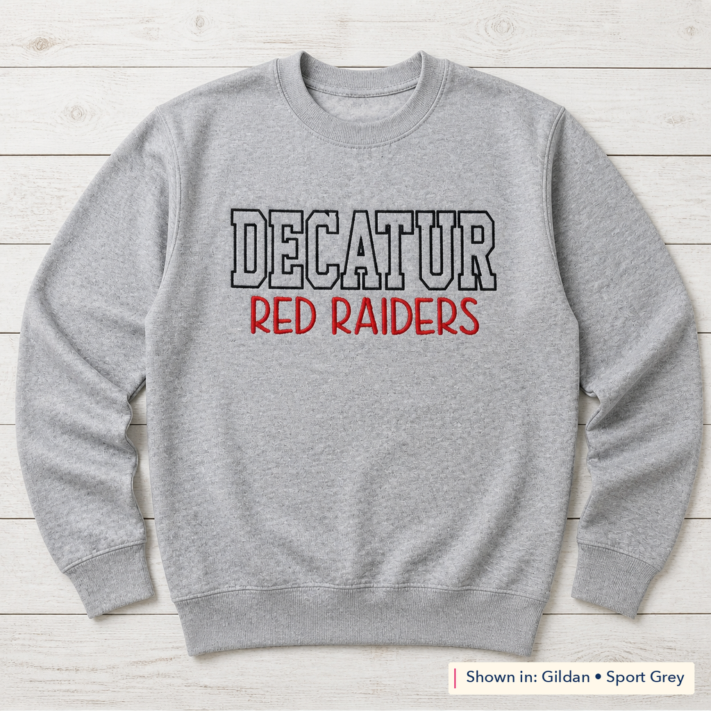 Team Name Outline Sweatshirt. Shown in: Gildan • Sport Grey.