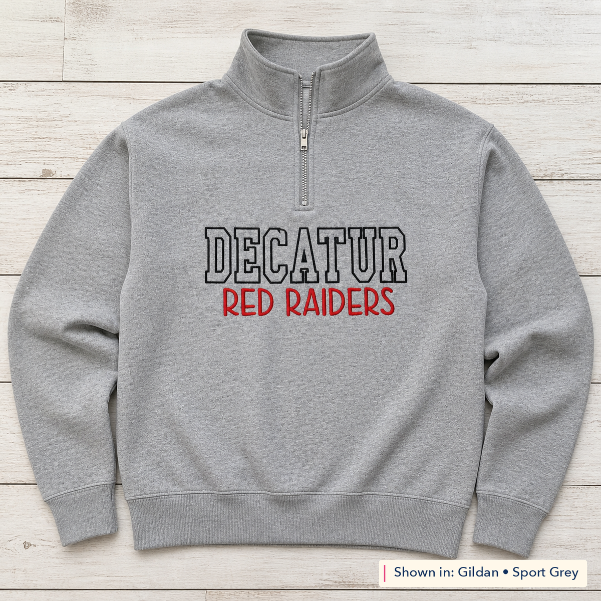 Team Name Outline Quarter-Zip. Shown in: Gildan • Sport Grey.