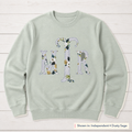 Botanical Floral Serif Monogram Sweatshirt. Shown in: Independent • Dusty Sage.