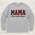 Buffalo Plaid Lettering & Family Names Long-Sleeve Tee. Shown in: Gildan • Sport Grey.