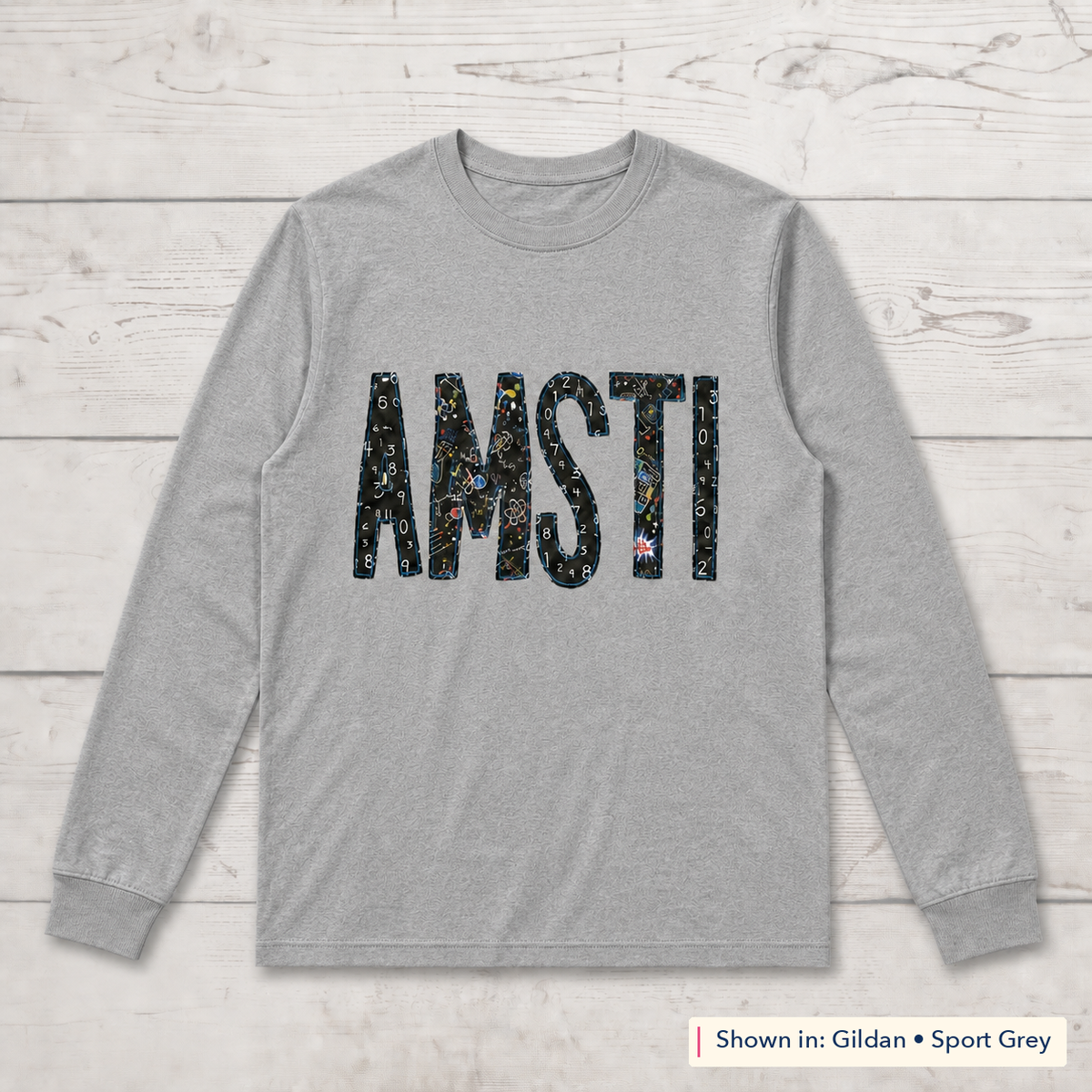 Chalkboard Lettering Long-Sleeve Tee. Shown in: Gildan • Sport Grey.