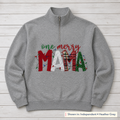 One Merry Mama Christmas Lights Quarter-Zip. Shown in: Independent • Heather Grey.