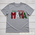 One Merry Mama Christmas Lights Tee. Shown in: Gildan • Heather Graphite.
