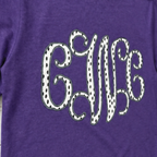 Black & White Dot Vine Monogram Long-Sleeve Tee. Shown in: Gildan • Purple.