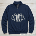 Black & White Dot Vine Monogram Quarter-Zip. Shown in: Comfort Colors • True Navy.
