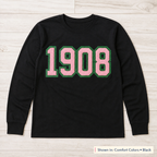 Faux Chenille & Glitter Lettering Long-Sleeve Tee. Shown in: Comfort Colors • Black.