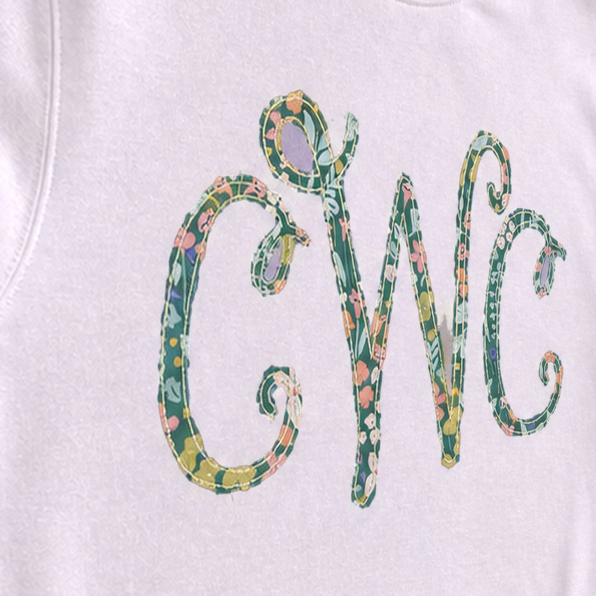 Bright Floral Vine Monogram Sweatshirt. Shown in: Independent • Lavender.