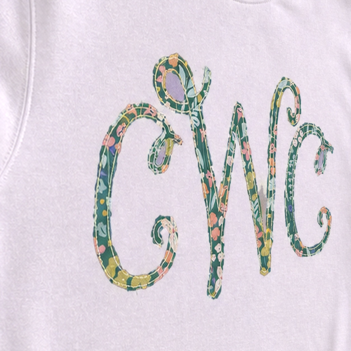 Bright Floral Vine Monogram Sweatshirt. Shown in: Independent • Lavender.
