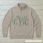Bright Floral Vine Monogram Quarter-Zip. Shown in: Independent • Cement.