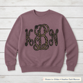Leopard Vine Monogram Sweatshirt. Shown in: Gildan • Heather Dark Maroon.