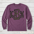 Leopard Vine Monogram Long-Sleeve Tee. Shown in: Comfort Colors • Berry.
