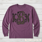 Leopard Vine Monogram Long-Sleeve Tee. Shown in: Comfort Colors • Berry.
