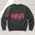 Gingham Wildcats & Bow Sweatshirt. Shown in: Gildan • Heather Charcoal.