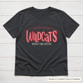 Gingham Wildcats & Bow Tee. Shown in: Comfort Colors • Graphite.