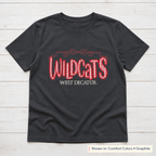 Gingham Wildcats & Bow Tee. Shown in: Comfort Colors • Graphite.