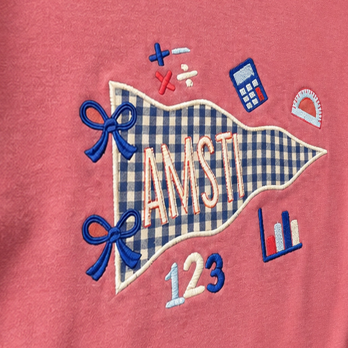 Gingham Math Pennant Sweatshirt. Shown in: Gildan • Heather Scarlet Red.