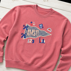 Gingham Math Pennant Sweatshirt. Shown in: Gildan • Heather Scarlet Red.