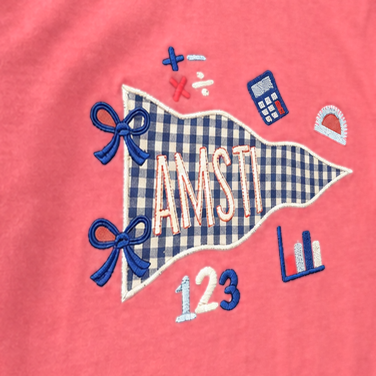 Gingham Math Pennant Long-Sleeve Tee. Shown in: Comfort Colors • Watermelon.