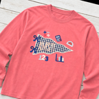 Gingham Math Pennant Long-Sleeve Tee. Shown in: Comfort Colors • Watermelon.