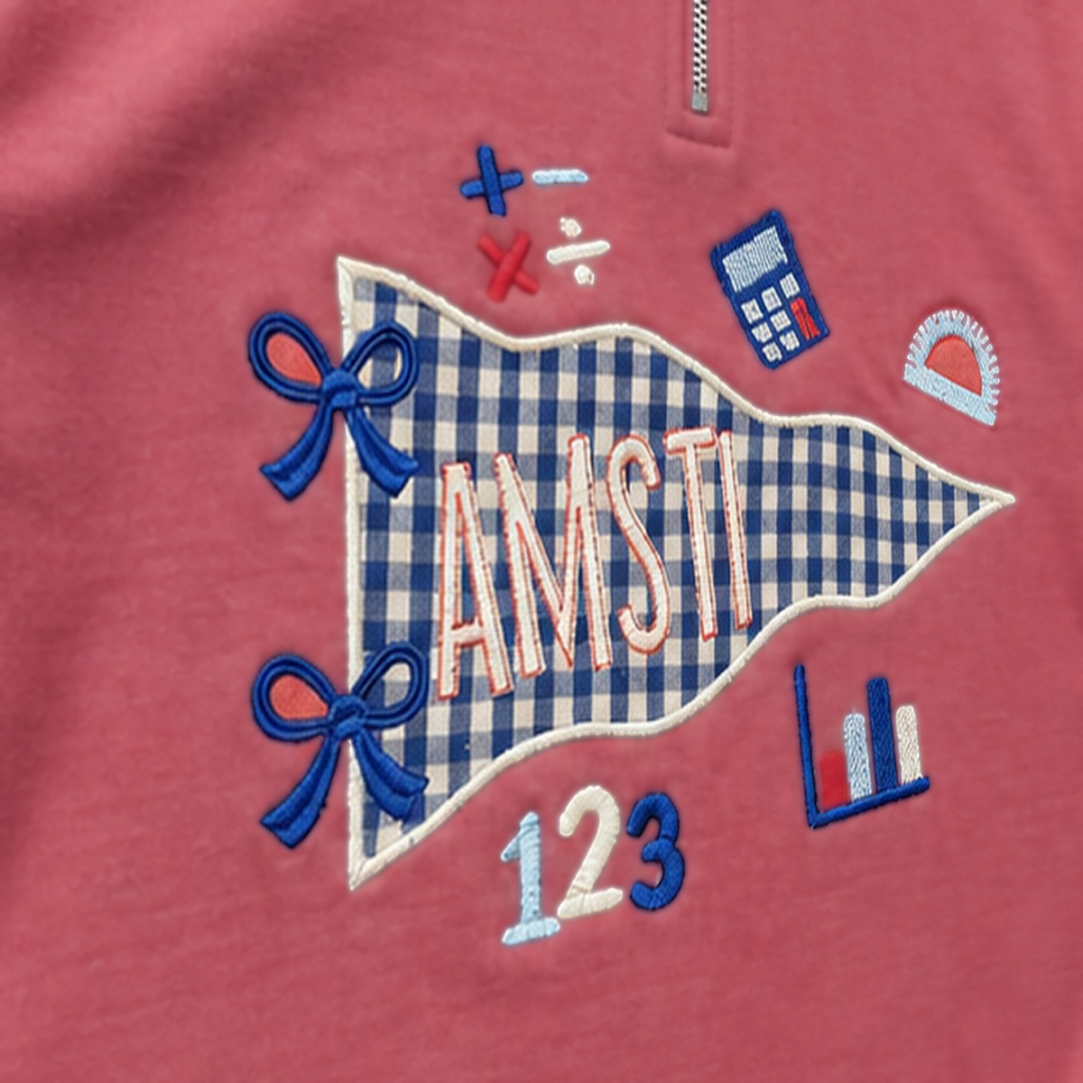 Gingham Math Pennant Quarter-Zip. Shown in: Comfort Colors • Crimson.