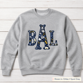 Navy Floral Block Monogram Sweatshirt. Shown in: Gildan • Sport Grey.