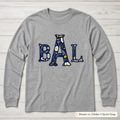 Navy Floral Block Monogram Long-Sleeve Tee. Shown in: Gildan • Sport Grey.