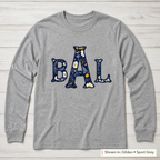 Navy Floral Block Monogram Long-Sleeve Tee. Shown in: Gildan • Sport Grey.