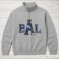 Navy Floral Block Monogram Quarter-Zip. Shown in: Gildan • Sport Grey.