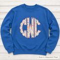 Pastel Floral Scalloped Monogram Sweatshirt. Shown in: Independent • Royal.