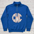 Pastel Floral Scalloped Monogram Quarter-Zip. Shown in: Gildan • Royal.