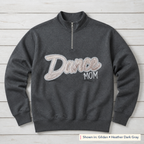 Dance Mom Glitter & Sequin Quarter-Zip. Shown in: Gildan • Heather Dark Gray.