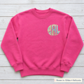Tie-Dye Chest Monogram Sweatshirt. Shown in: Gildan • Heliconia.