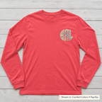 Tie-Dye Chest Monogram Long-Sleeve Tee. Shown in: Comfort Colors • Paprika.
