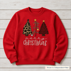 Patterned Christmas Trees Sweatshirt. Shown in: Independent • Red.
