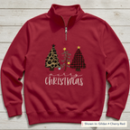 Patterned Christmas Trees Quarter-Zip. Shown in: Gildan • Cherry Red.