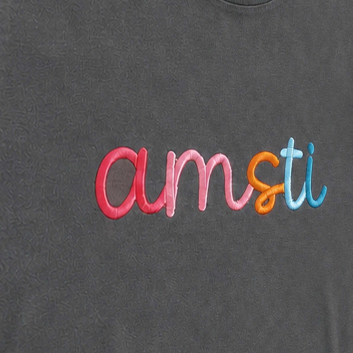 Rainbow 3D Puff Script Embroidery Long-Sleeve Tee. Shown in: Comfort Colors • Pepper.