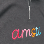 Rainbow 3D Puff Script Embroidery Quarter-Zip. Shown in: Comfort Colors • Pepper.