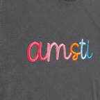 Rainbow 3D Puff Script Embroidery Tee. Shown in: Comfort Colors • Pepper.
